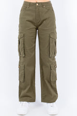 Full Size Button Waist High Rise Cargo Pants Plus Size