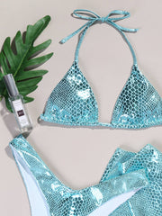 Desert Dream 3-Piece Metallic Snake Print  Bikini
