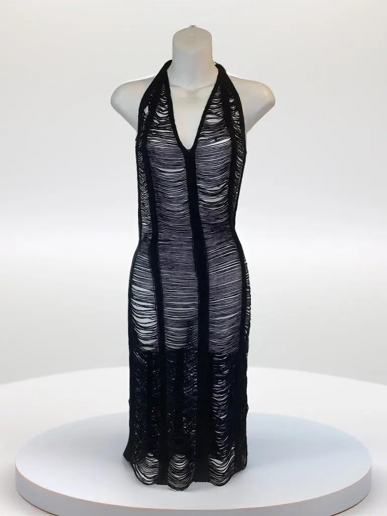 Catching Flights sexy shredded cover-up dress for beach or pool days.