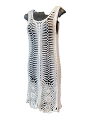 Sexy crochet cover-up dress for swimwear, perfect for beach or pool days.