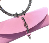 Pink Dreams Clutch with sparkling handle, vibrant pink color.