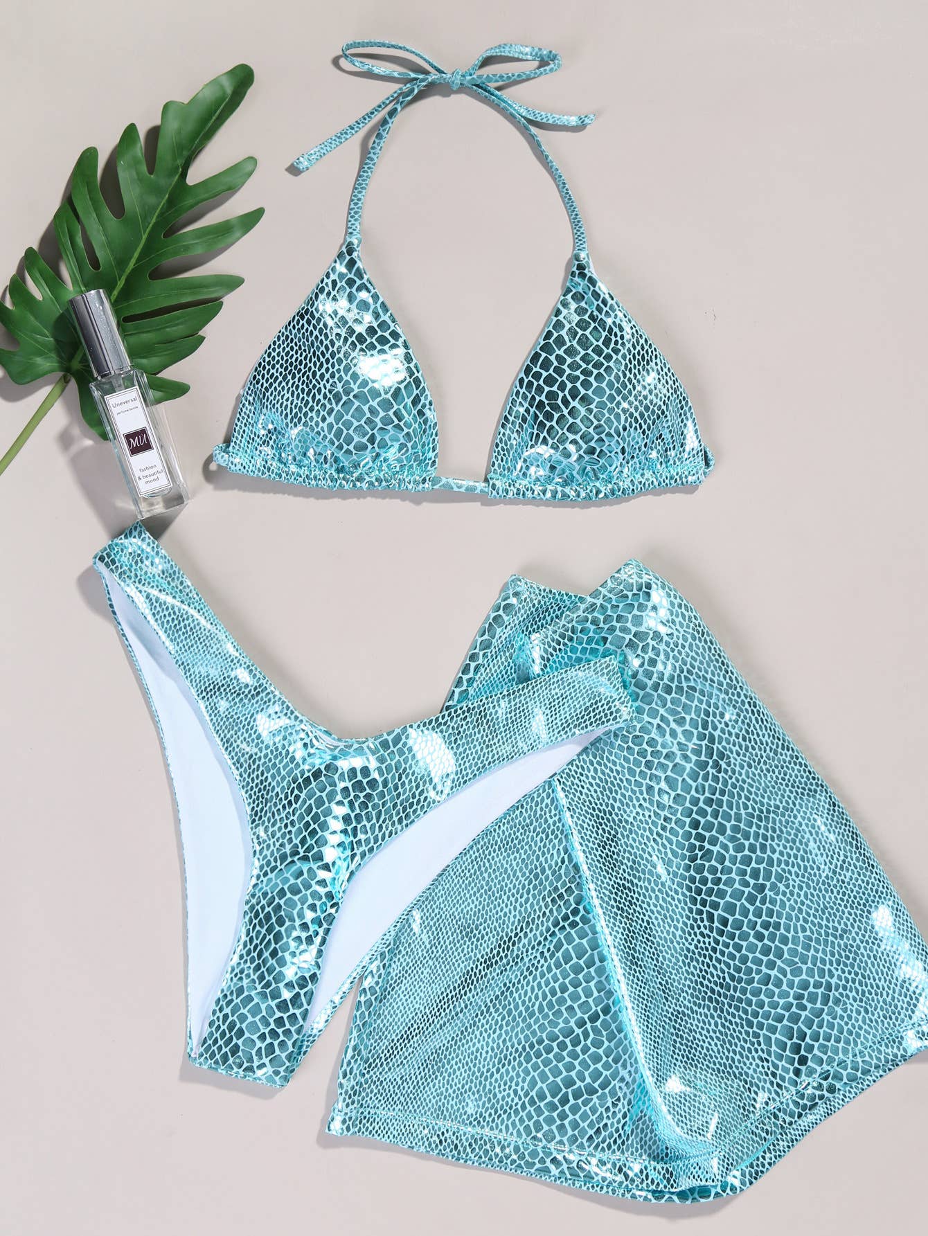Desert Dream 3-Piece Metallic Snake Print  Bikini