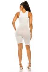 Split Scoop Neckline Bodycon Short Romper