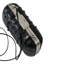 Balenciaga Black Exotic Skin Leather Shoulder Crossbody Box Clutch Bag