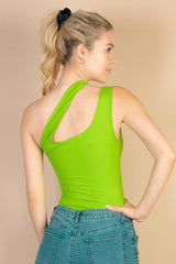 One Shoulder Cut Out Rib Knit Bodysuit