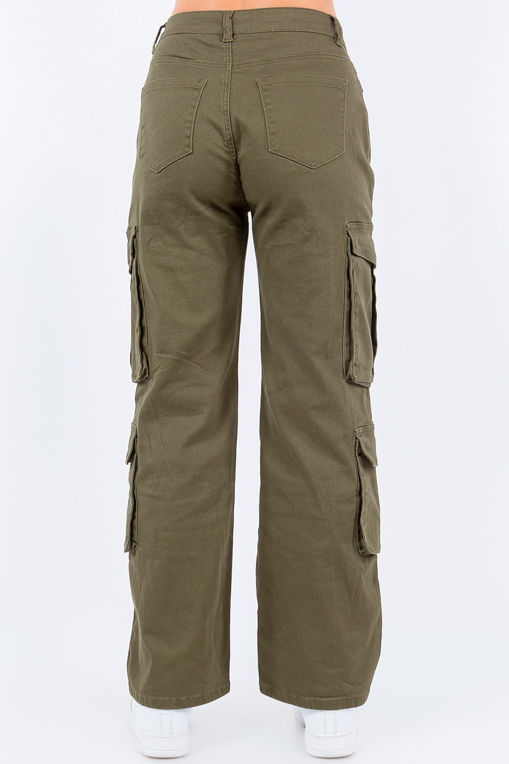 Full Size Button Waist High Rise Cargo Pants Plus Size
