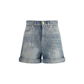 Balmain Blue Cotton Bermuda Shorts