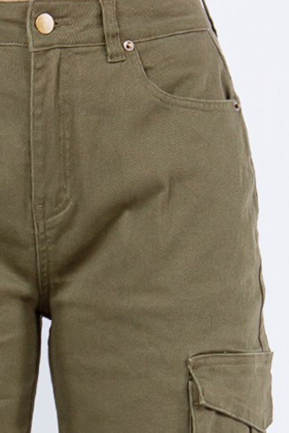 Full Size Button Waist High Rise Cargo Pants Plus Size
