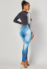 Mixed Media Denim Jumpsuit