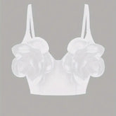 Essence of Roses Crop Top with elegant rose design on gray background.