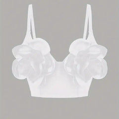 Essence of Roses Crop Top with elegant rose design on gray background.