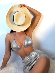 Desert Dream 3-Piece Metallic Snake Print  Bikini