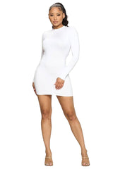 Mock Neck Long Sleeve Fitted Mini Dress