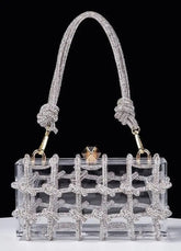 Glamorous Rhinestone Clutch Handbag with acrylic design and rhinestone detailing for special occasions.