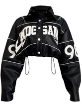 Game On Cropped Varsity Faux Leather Jacket