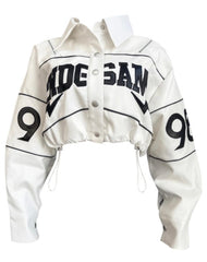 Game On Cropped Varsity Faux Leather Jacket
