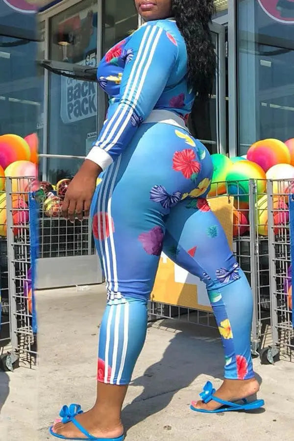 Image & Stylez LLCFloral Printed Blue Tracksuit Pants SetFloral Printed Blue Tracksuit Pants SetPrinted Blue TrackSuit Pants Set Size:L Size: XL Size:XXL