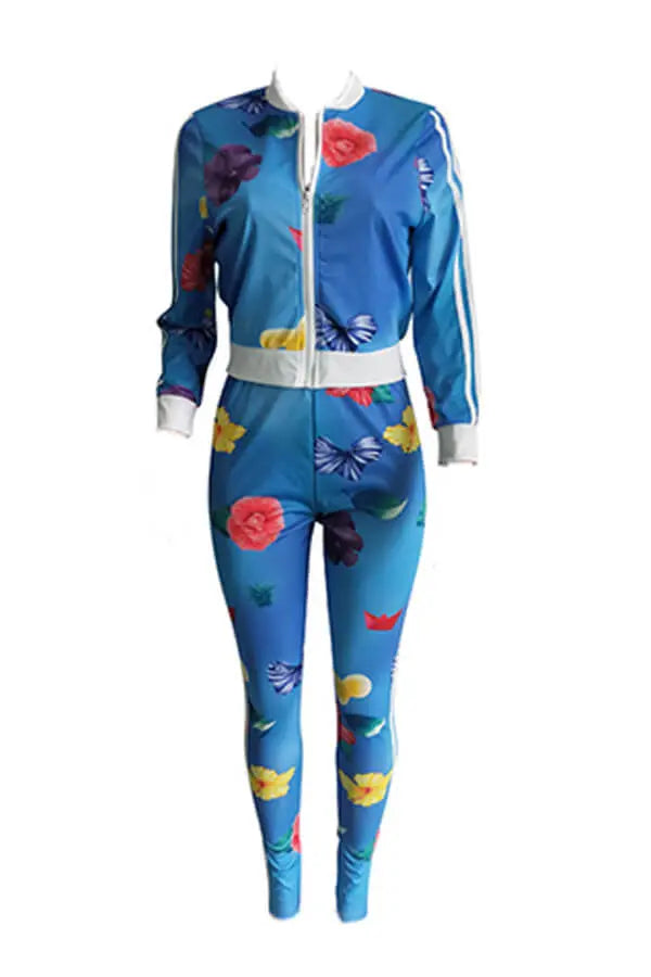 Image & Stylez LLCFloral Printed Blue Tracksuit Pants SetFloral Printed Blue Tracksuit Pants SetPrinted Blue TrackSuit Pants Set Size:L Size: XL Size:XXL