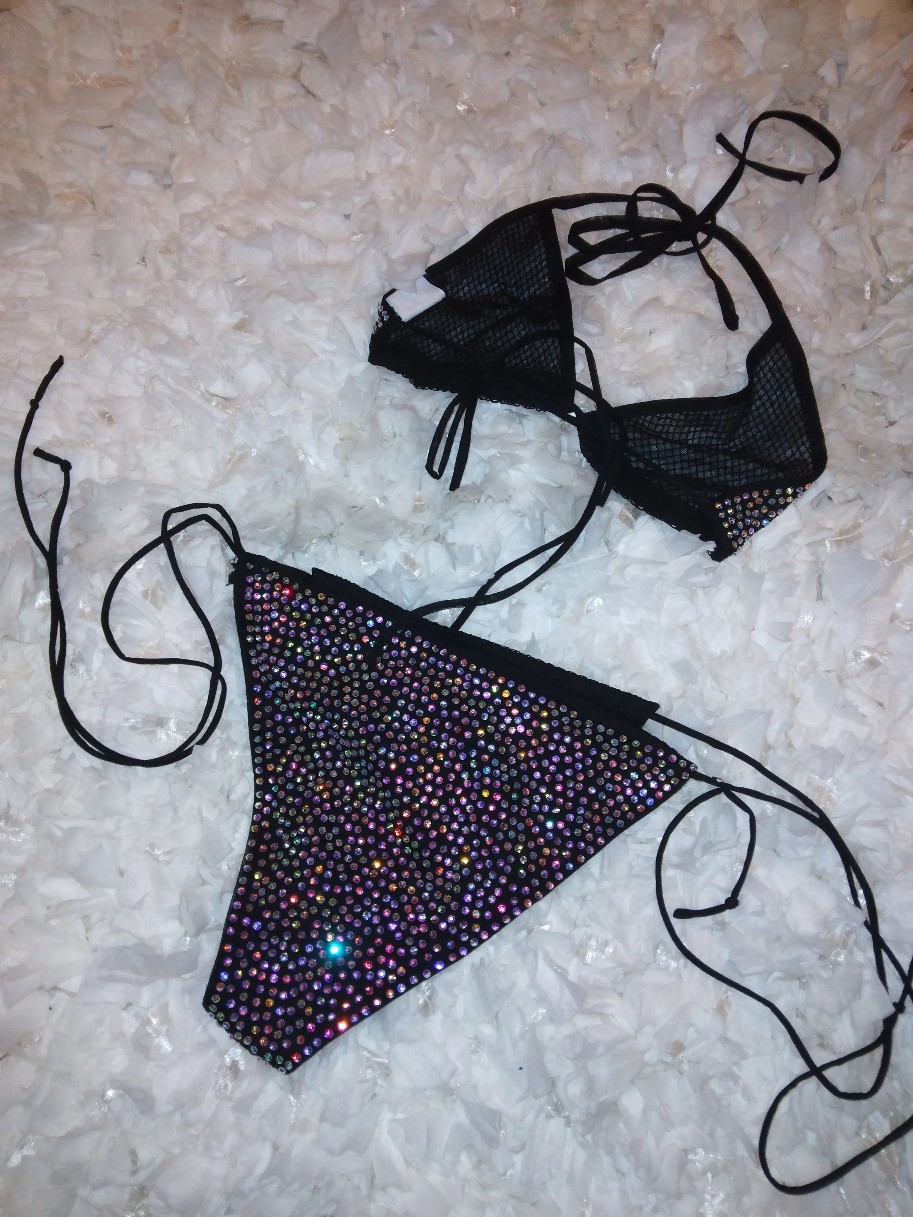 Image & Stylez LLCRhinestone SetWomen's Rhinestone SetWomen's Sparkle Sunset Drip Rhinestone Set Color Black Size:Lswimwear new arrivals