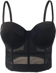 Sheer Influence Mesh Bustier with breathable material and removable straps.