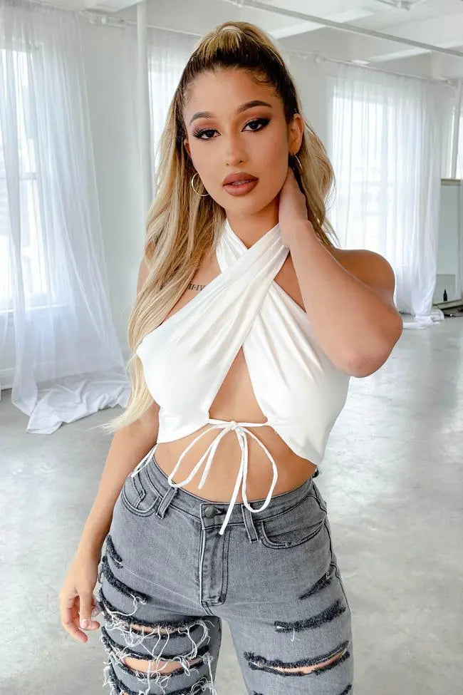 Image & Stylez LLCHalter TopWomen's Halter TopWomen's Heavenly Satin Halter Top Color White Size:Lclothing