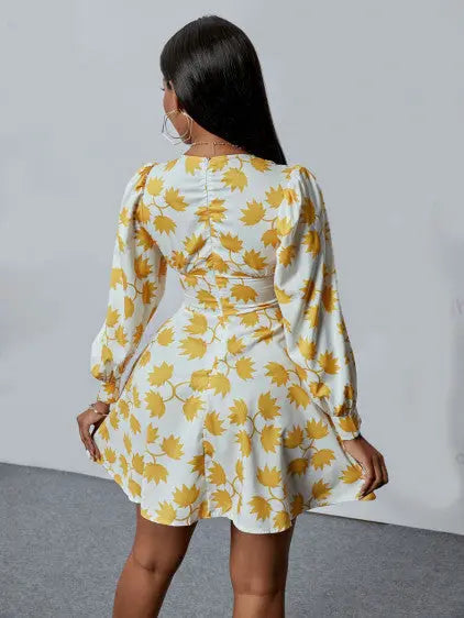 Image & Stylez LLC-Neck Mini Floral DressLovely V-Neck Mini Floral DressWear To Dinner Or Clubbing Of Your Likes, Lovely Floral DressClothing Accessories