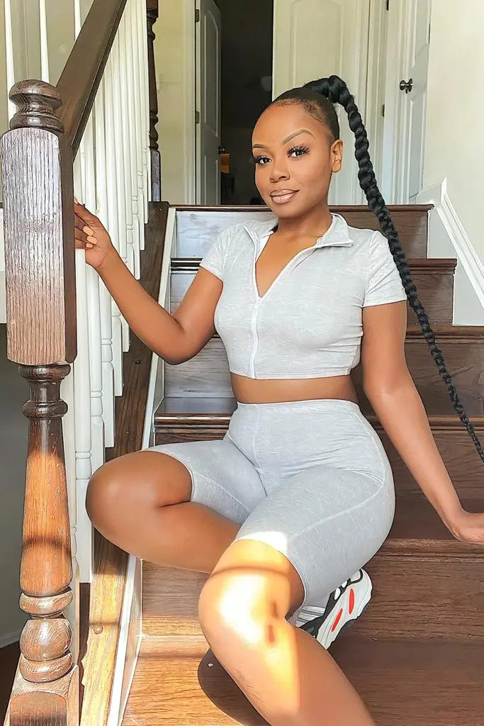 Image & Stylez LLCCrop Top SetZip Up Crop Top SetBiker zip-up crop top and biker shorts set. Comfy, breathable and lightweight.shorts Set