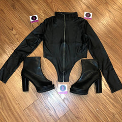 Image & Stylez LLCWanted Faux Leather TopWanted Faux Leather TopWanted Faux Leather Top Color Black Size:M/Lclothing