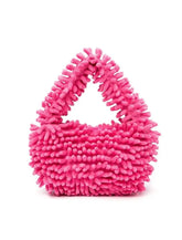 Chic textured chenille microfiber Giving Vibes Bag in pink.