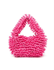 Chic textured chenille microfiber Giving Vibes Bag in pink.
