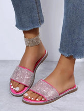 Pink Summer Bling Sandals with rhinestones.