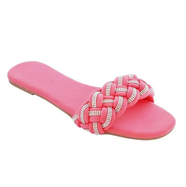 Summer Bliss Sandals with braided design in pink.