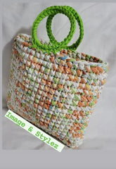 Tropical handmade handbag, chic summer accessory.