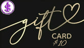 Gift card $10 with customizable options for any occasion, no expiration.