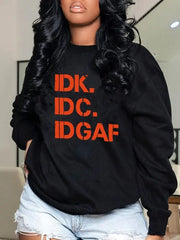 Care Long Sleeve Sweater with Letter Print Design