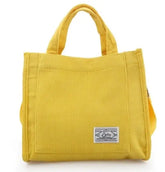 Yellow women's handbag 30×25×10CM, casual style, also available in black, brown, and green.