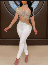Womens Rhinestone Jumpsuit