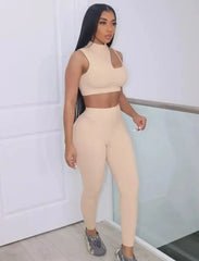 Image & Stylez LLCWomens Sexy Leggings SetWomens Sexy Leggings SetSo Sexy Mock Neck Sleeveless Crop Top Sporty Leggings SetSets