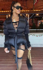 Chic Couture Jacket, stylish black bubble design, fashionable and versatile.