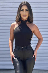 Women's Wild Side High Neck Bodysuit in black