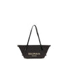 Balmain Black Raffia Shoulder Bag