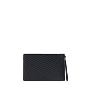 Saint Laurent Black Calf Leather Bos Taurus Clutch Bag