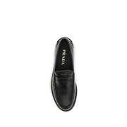 Prada Black Calf Leather Bos Taurus Slip-On Loafers