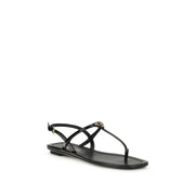 Prada Black Calf Leather Bos Taurus Flip-Flop Sandals