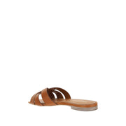 Saint Laurent Brown Calf Leather Bos Taurus Flat Sandals