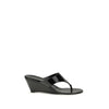 Prada Black Calf Leather Bos Taurus Wedge Sandals