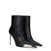 Off-White Black Leather Ankle Boots