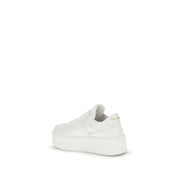 Prada White Calf Leather Bos Taurus Platform Sneakers
