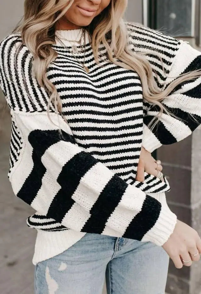 Women's Outerwear – Striped Knit Sweater | Image & Stylez