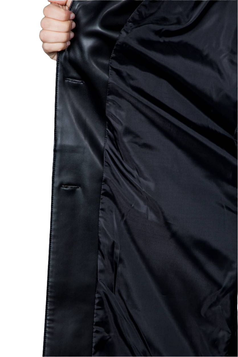 Luxurious Faux Leather Trench Coat With Belt